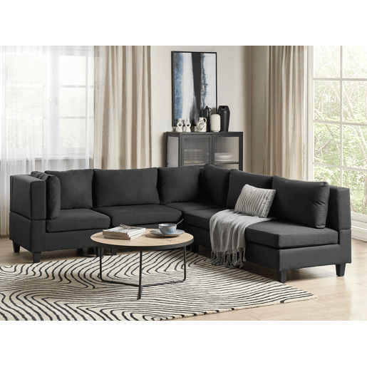 Sofá de canto modular UNSTAD Tecido Preto 5 lugares à direita