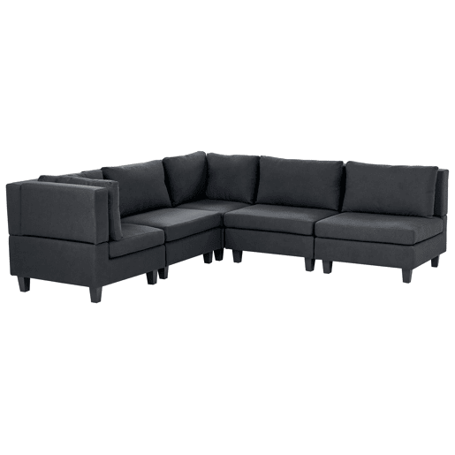 Sofá de canto modular UNSTAD Tecido Preto 5 lugares à direita