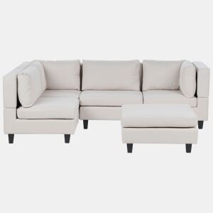 Sofá de canto modular UNSTAD Tecido Creme claro com repousa-pés 4 lugares à direita