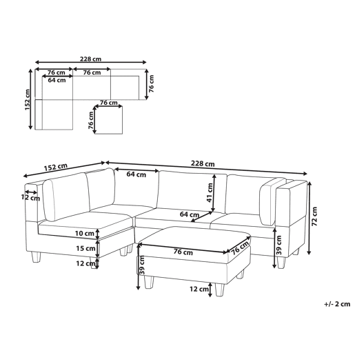 Sofá de canto modular UNSTAD Tecido Creme claro com repousa-pés 4 lugares à direita Sofá de canto modular UNSTAD Tecido Creme claro com repousa-pés 4 lugares à direita
