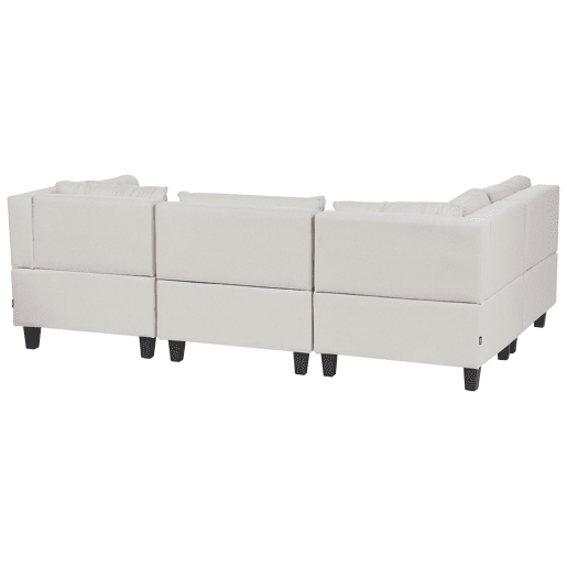 Sofá de canto modular UNSTAD Tecido Creme claro com repousa-pés 4 lugares à direita Sofá de canto modular UNSTAD Tecido Creme claro com repousa-pés 4 lugares à direita