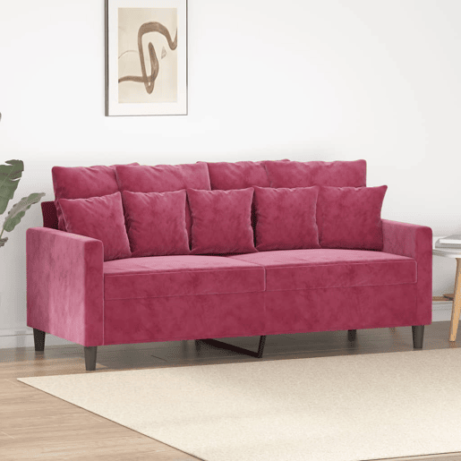 vidaXL Sofá de 2 lugares veludo 140 cm vermelho tinto vidaXL Sofá de 2 lugares veludo 140 cm vermelho tinto
