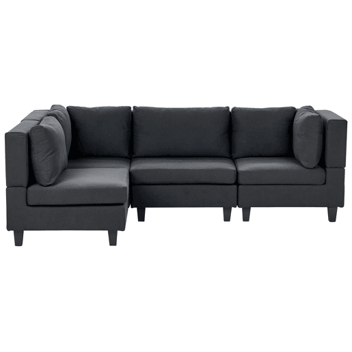 Sofá de canto modular UNSTAD Tecido Preto 4 lugares à direita