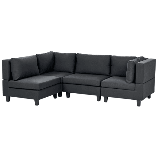 Sofá de canto modular UNSTAD Tecido Preto 4 lugares à direita