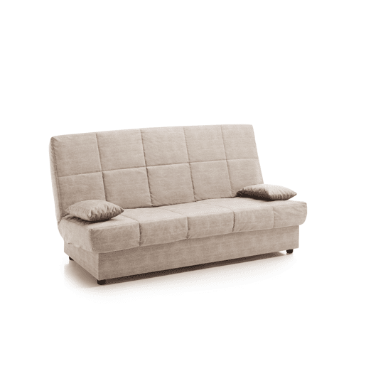 Sofá-cama Julieta de 3 lugares com sistema Click-Clack, bege. Dimensões do sofá: 184 x 75 x 31 cm. Dimensões da cama: 190 x 132 x 40 cm. Inclui 2 almofadas.