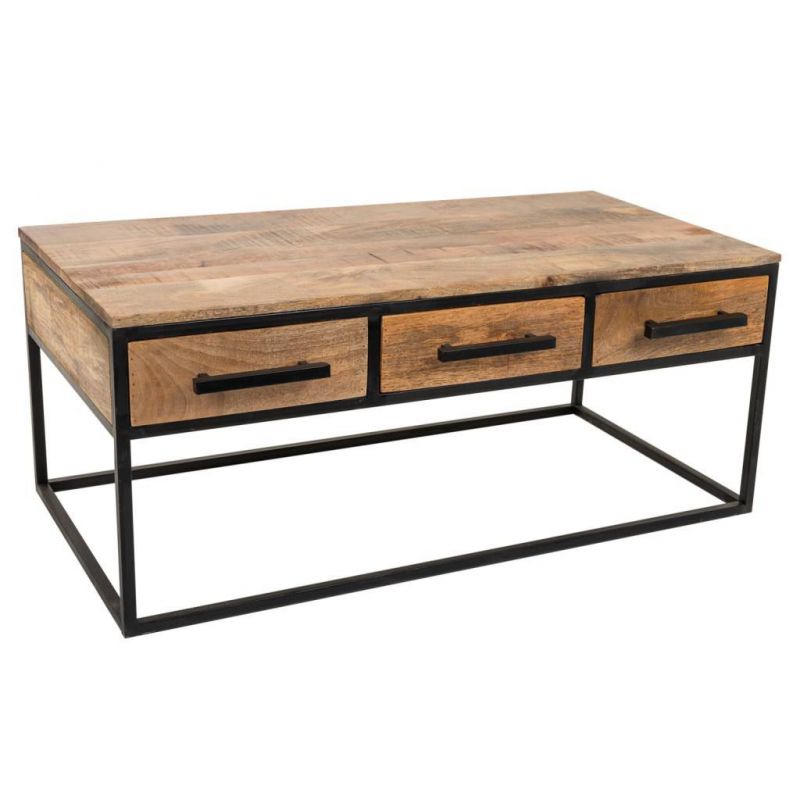 Mesa de centro de madera y metal