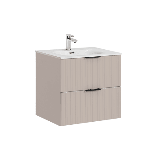 Conjunto móvel simples lavatório encastrado 60cm e coluna Adriel Caxemira