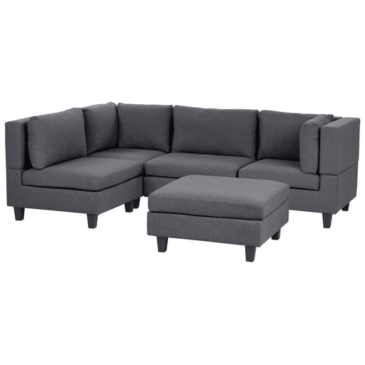 Sofá de canto modular UNSTAD Tecido Cinzento escuro com repousa-pés 4 lugares à direita