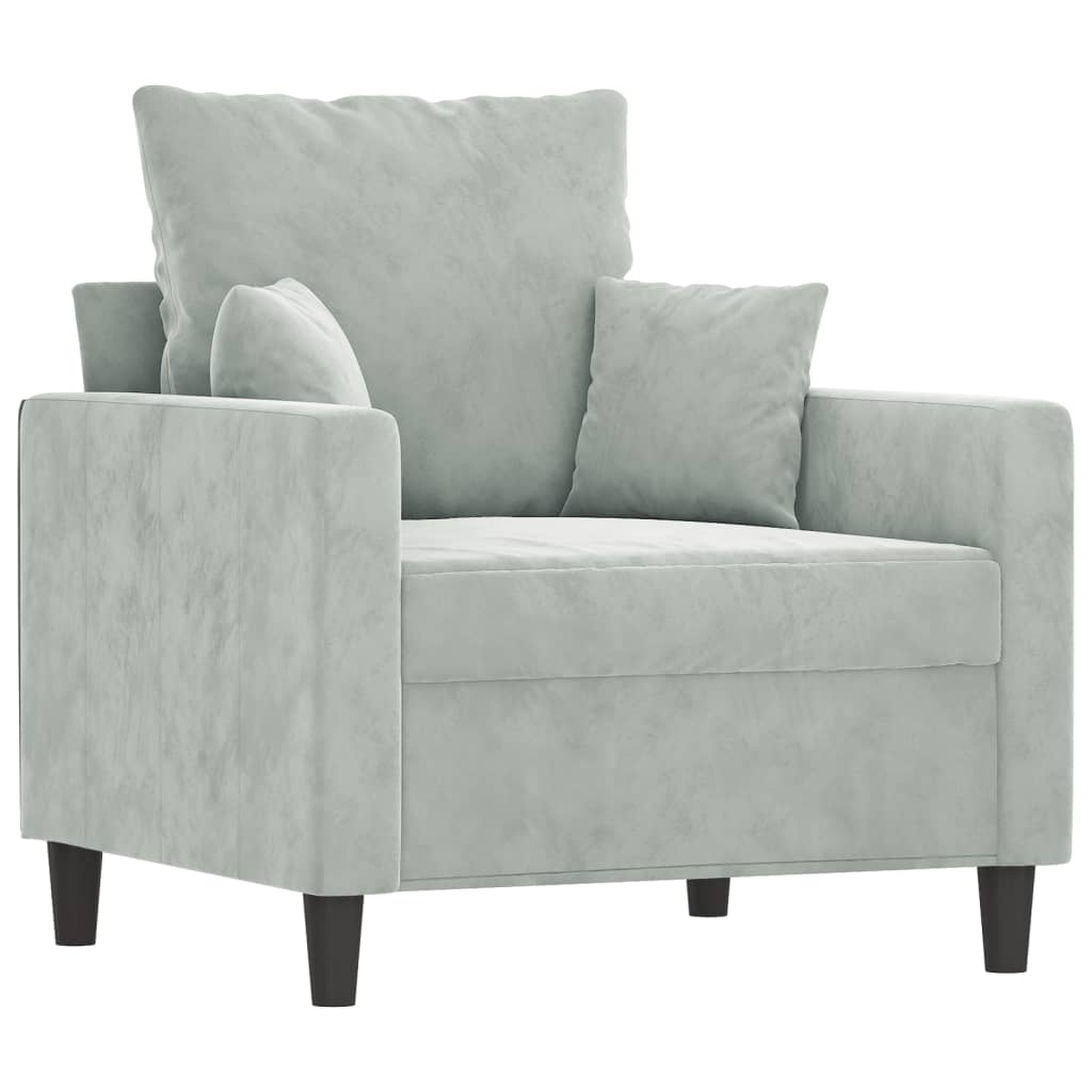 Vidaxl sillón de terciopelo gris claro 60 cm