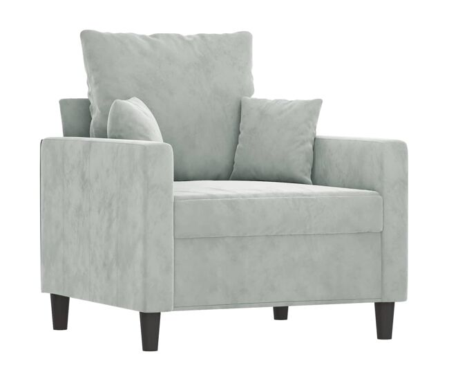 Vidaxl sillón de terciopelo gris claro 60 cm