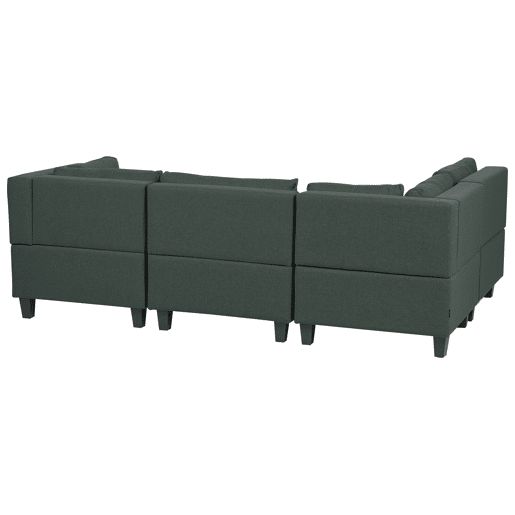 Sofá de canto modular UNSTAD Tecido Verde escuro com repousa-pés 4 lugares à direita