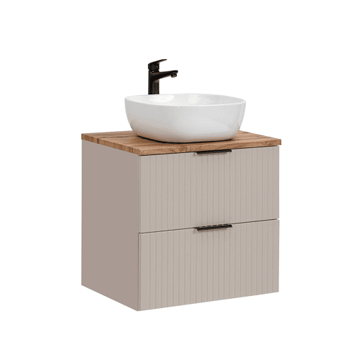 Conjunto móvel lavatório simples 60cm e coluna Adriel Caxemira e Madeira Conjunto móvel lavatório simples 60cm e coluna Adriel Caxemira e Madeira