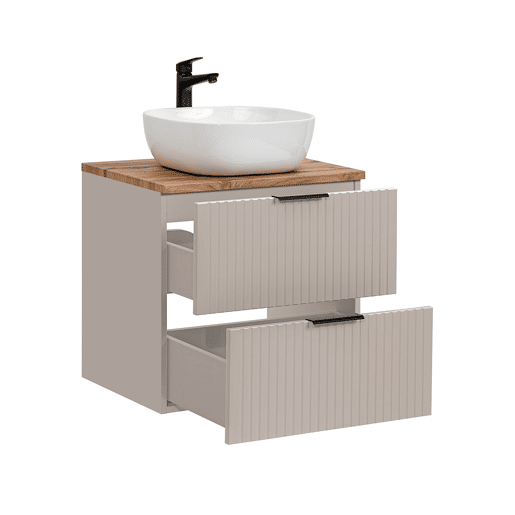 Conjunto móvel lavatório simples 60cm e coluna Adriel Caxemira e Madeira Conjunto móvel lavatório simples 60cm e coluna Adriel Caxemira e Madeira
