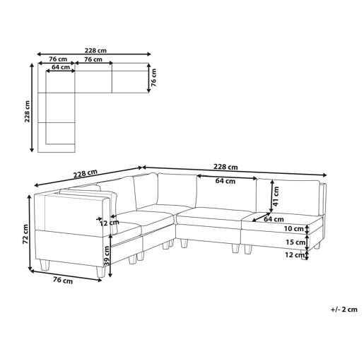 Sofá de canto modular UNSTAD Tecido Cinzento escuro 5 lugares à direita