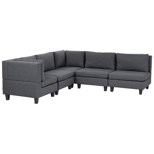 Sofá de canto modular UNSTAD Tecido Cinzento escuro 5 lugares à direita