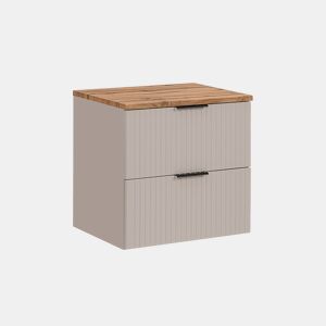 Móvel sob-lavatório 60cm bancada Adriel Caxemira e Madeira