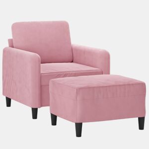 vidaXL Poltrona com apoio de pés 60 cm veludo rosa