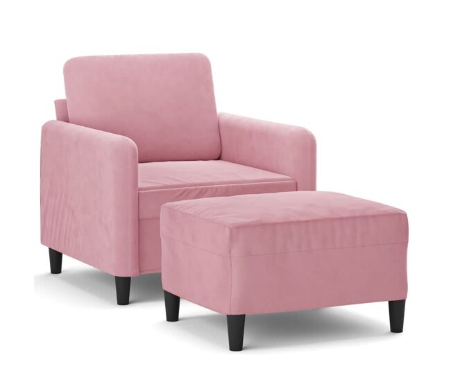 Vidaxl sillón con taburete terciopelo rosa 60 cm