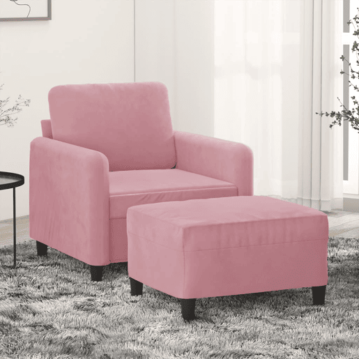 vidaXL Poltrona com apoio de pés 60 cm veludo rosa vidaXL Poltrona com apoio de pés 60 cm veludo rosa