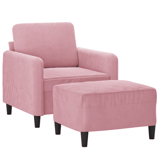 vidaXL Poltrona com apoio de pés 60 cm veludo rosa vidaXL Poltrona com apoio de pés 60 cm veludo rosa