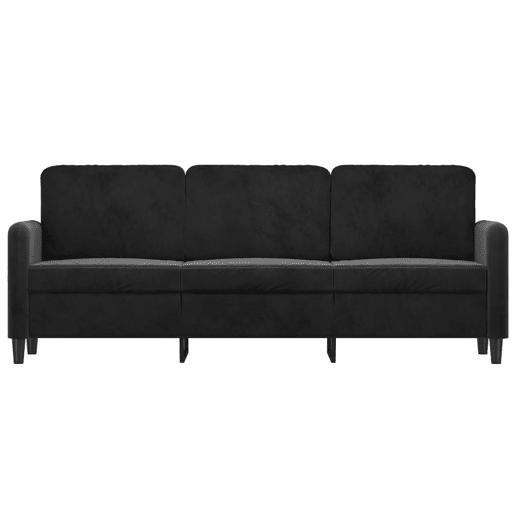 vidaXL Sofá de 3 lugares 180 cm veludo preto