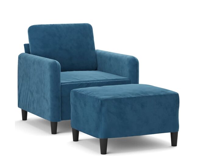 Vidaxl sillón con taburete terciopelo azul 60 cm