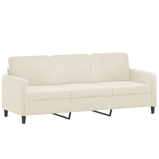 vidaXL Sofá de 3 lugares 180 cm veludo cor creme vidaXL Sofá de 3 lugares 180 cm veludo cor creme