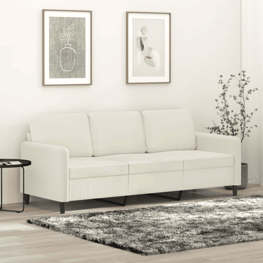 vidaXL Sofá de 3 lugares 180 cm veludo cor creme vidaXL Sofá de 3 lugares 180 cm veludo cor creme