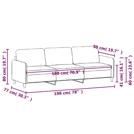 vidaXL Sofá de 3 lugares 180 cm veludo cor creme vidaXL Sofá de 3 lugares 180 cm veludo cor creme