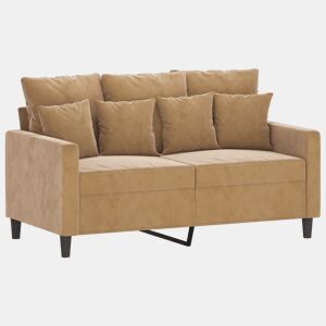 vidaXL Sofá de 2 lugares veludo 120 cm castanho