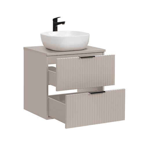 Conjunto móvel simples lavatório 60cm e coluna Adriel Caxemira