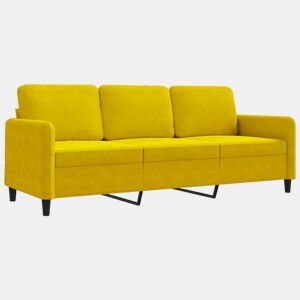 vidaXL Sofá de 3 lugares 180 cm veludo amarelo
