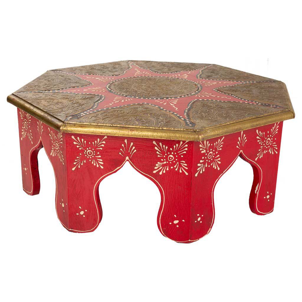 mesa de centro de madera y metal rojo 40x40x155