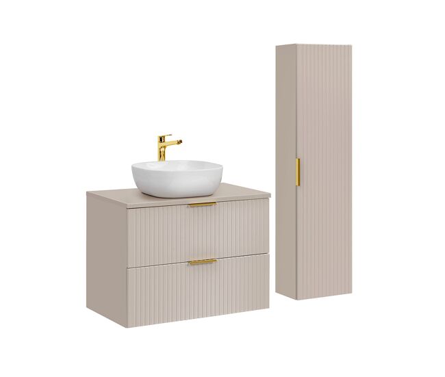 Conjunto de muebles con lavabo individual 80cm y columna adriel cachemira