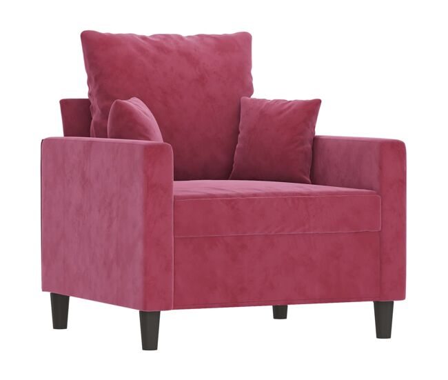 Vidaxl sillón de terciopelo rojo tinto 60 cm
