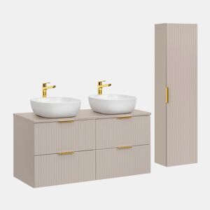 Ensemble meuble double vasque 120cm et colonne Adriel Cachemire