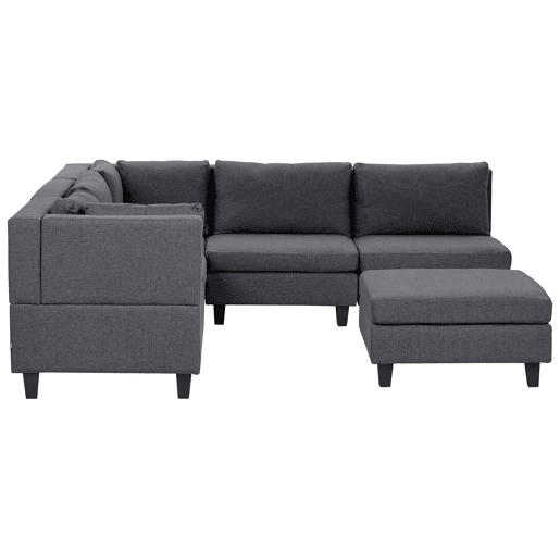 Sofá de canto modular UNSTAD Tecido Cinzento escuro com repousa-pés 5 lugares à direita