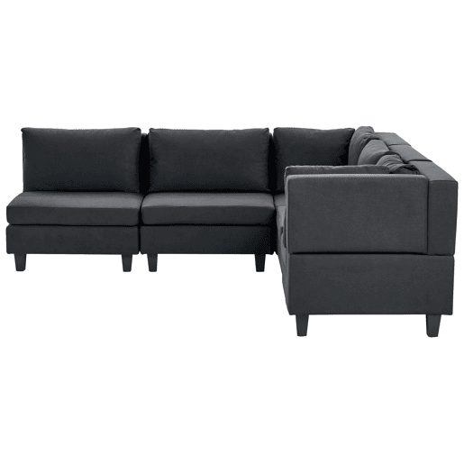 Sofá de canto modular UNSTAD Tecido Preto 5 lugares à esquerda