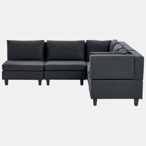 Sofá de canto modular UNSTAD Tecido Preto 5 lugares à esquerda