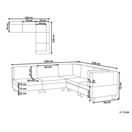 Sofá de canto modular UNSTAD Tecido Preto 5 lugares à esquerda