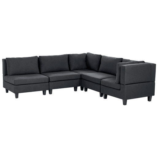 Sofá de canto modular UNSTAD Tecido Preto 5 lugares à esquerda