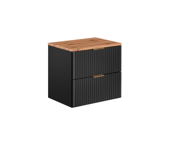 Mueble bajo lavabo 60cm encimera adriel negro y madera