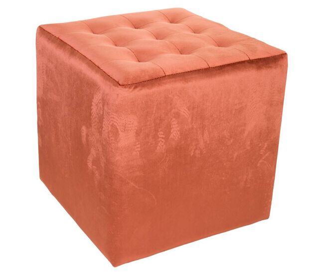 Taburete tapizado color naranja de 40x40x38 cm