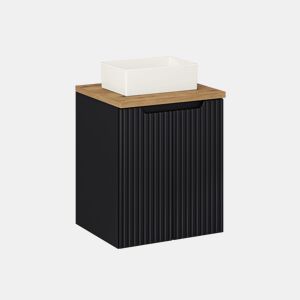 Móvel de lavatório simples 50cm 2 portas Riva Preto e Madeira