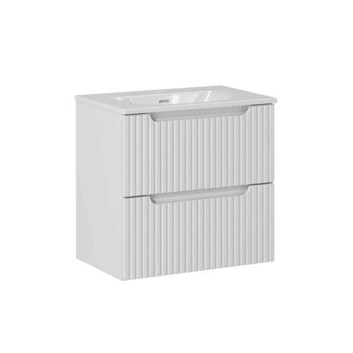 Móvel de lavatório simples encastrado 60cm 2 gavetas Riva Branco