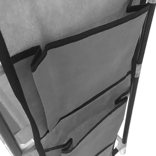 Sapateira modular de metal Nyana Home até 21 pares 95x90x27cm, 4 bolsos laterais, 4 alturas Cinza.