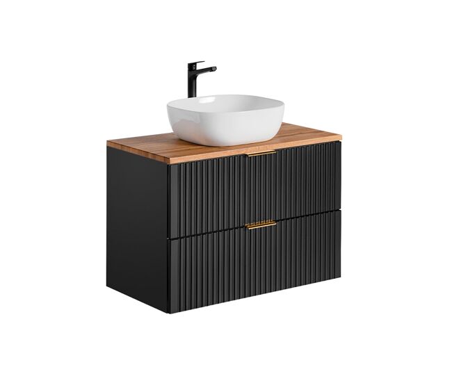 Mueble lavabo individual 80cm adriel negro y madera