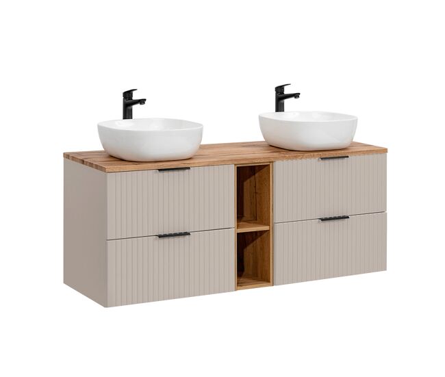 Mueble doble lavabo 140cm 2 compartimientos adriel cachemira y madera