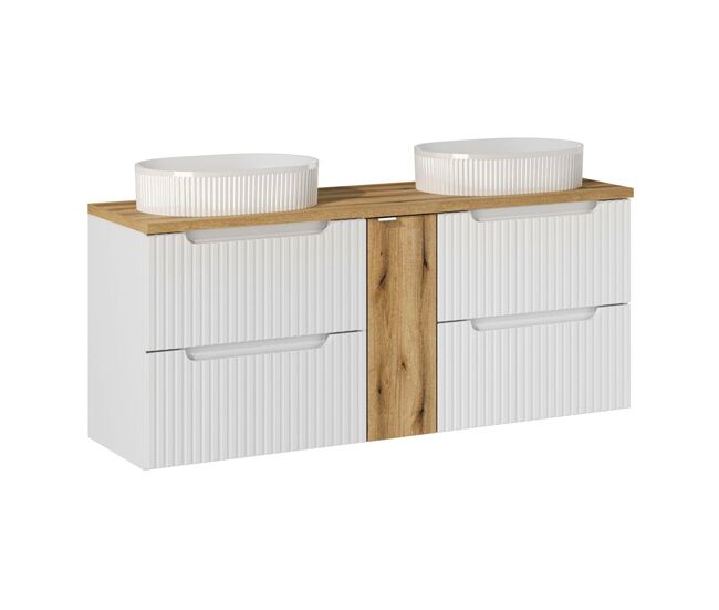 Mueble doble lavabo 140cm 4 cajones riva blanco y madera