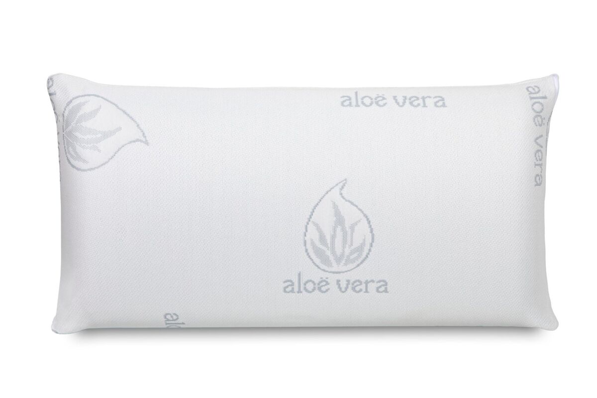 Almohada 100% viscoelástica con tratamiento de aloe vera y funda extraíble y lavable.